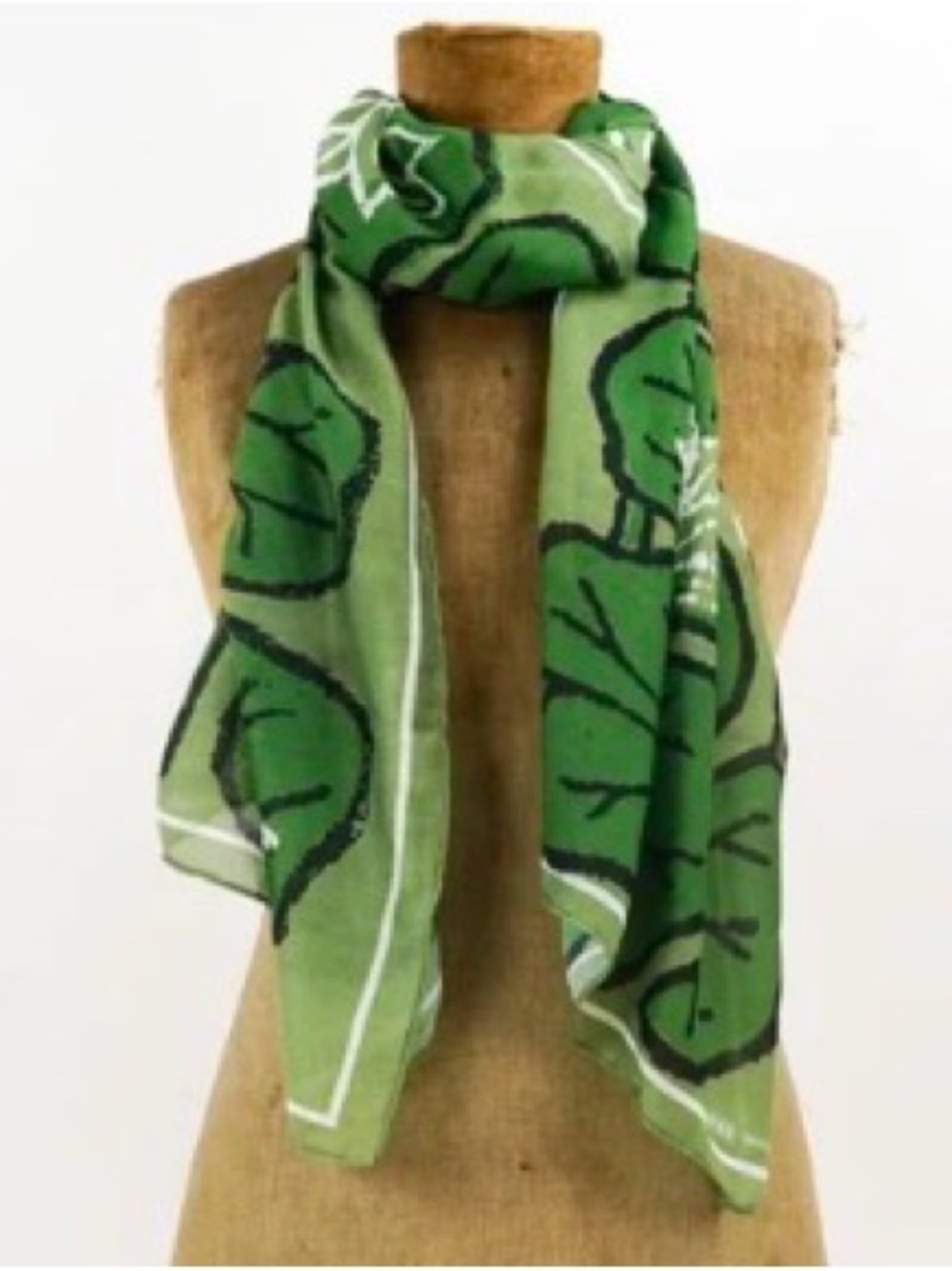 Women's Green Floral Waterlilies  Print Lightweight Scarf waterlily